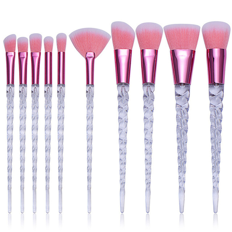 10pcs Diamond Makeup Brushes Set Crystal Brush Powder Blush Foundation Eyeshadow Brush Unicorn Make Up Kits Blending Brush