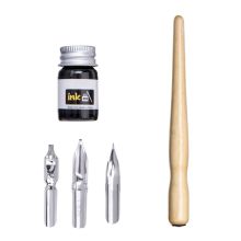 2021 New Manga Dip Pen Set Comic Pro Drawing Kit 3 Nibs Wood Holder Ink Calligraphy Tools