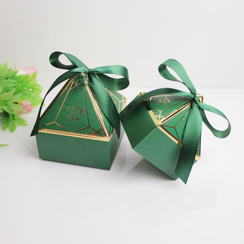 New Green Paper Gift Box for Baby Shower Candy Boxes Package Birthday Party Wedding Decorations Kids Favors Packaging Bags