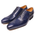 Classic Genuine Leather Crocodile Pattern Men Oxford Shoes Pointed Toe Lace Up Formal Party Business Office Dress Shoes