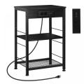 Classical Black Bedroom Nightstands with Charging Ports