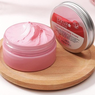 LAIKOU Cherry Blossoms Face Mask Pink Mud Mask Oil Control Moisturizing Whitening Deep Cleansing Korean Mask Skin Care