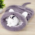 Cat Sleeping Bag Warm Coral Fleece Dog Cat Bed Pet Dog House Lovely Soft Pet Cat Mat Cushion Warm Travel Cat Bed Mat Covers