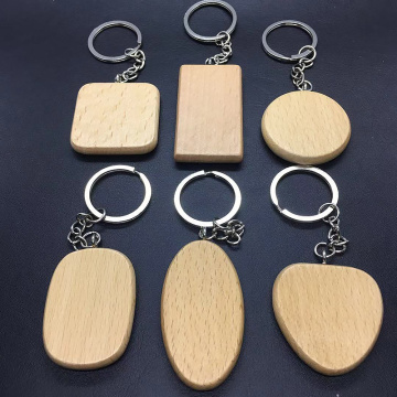 DIY Wood keyrings Key Tags Gifts Accessories Wholesale Blank Round Rectangle Heart Wooden Key Chain