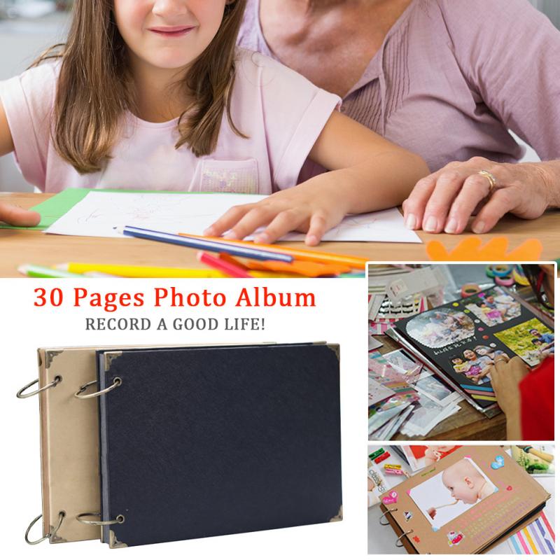 30 Pages Memory Book Photo Album DIY Scrapbook Loose Leaf Retro Craft Handmade Blank Cover Signature Wedding Paper Birthday Gift
