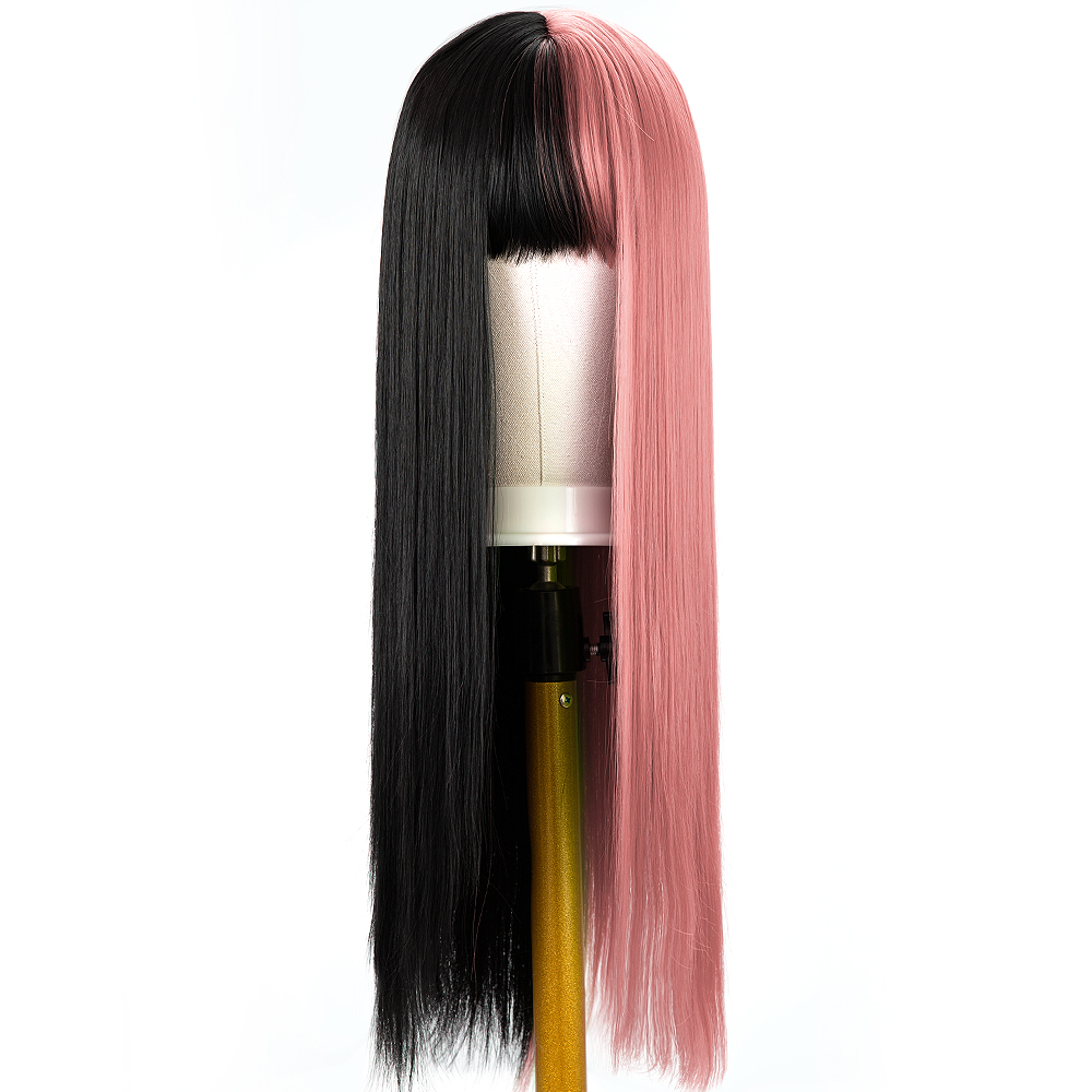 Long Straight Two Tone Color Cosplay Synthetic Wig