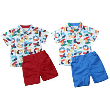1-6Y Toddler Kids Baby Boy Gentleman Clothes Sets Letter Print Shirt Tops Shorts Pants Formal Outfit