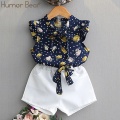 Humor Bear Girls Clothing Sets New Summer European and American Style Printing Design Kids Clothing Sets Baby Children Clothing