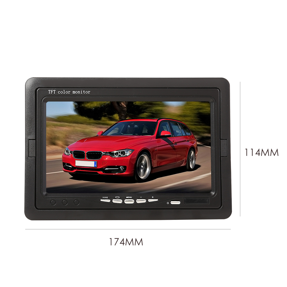 Car Monitor 7 inch TFT LCD Screen Monitor 2 Way Video Input PAL/NTSC Monitor for Car Rearview Home Security Surveillance Camera