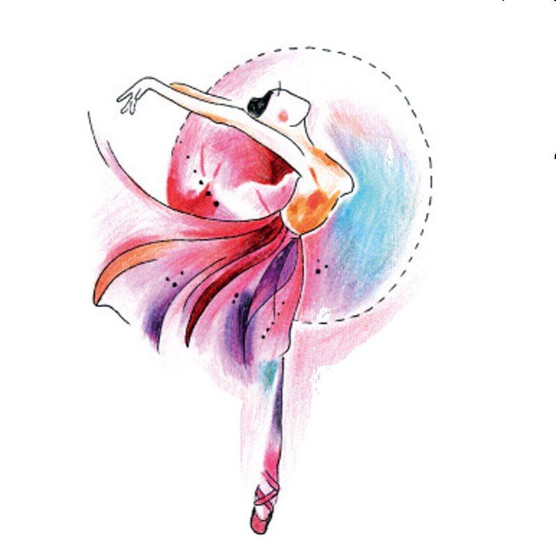 Waterproof Temporary Tattoo sticker pink Ballerina dancing girl tattoo Water Transfer fake flash tattoo 10.5*6 cm for woman