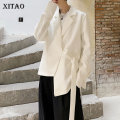 XITAO Irregular Solid Blazer Women 2020 Autumn Casual Fashion Style Temperament All Match Notched Collar Women Clothes ZP3777