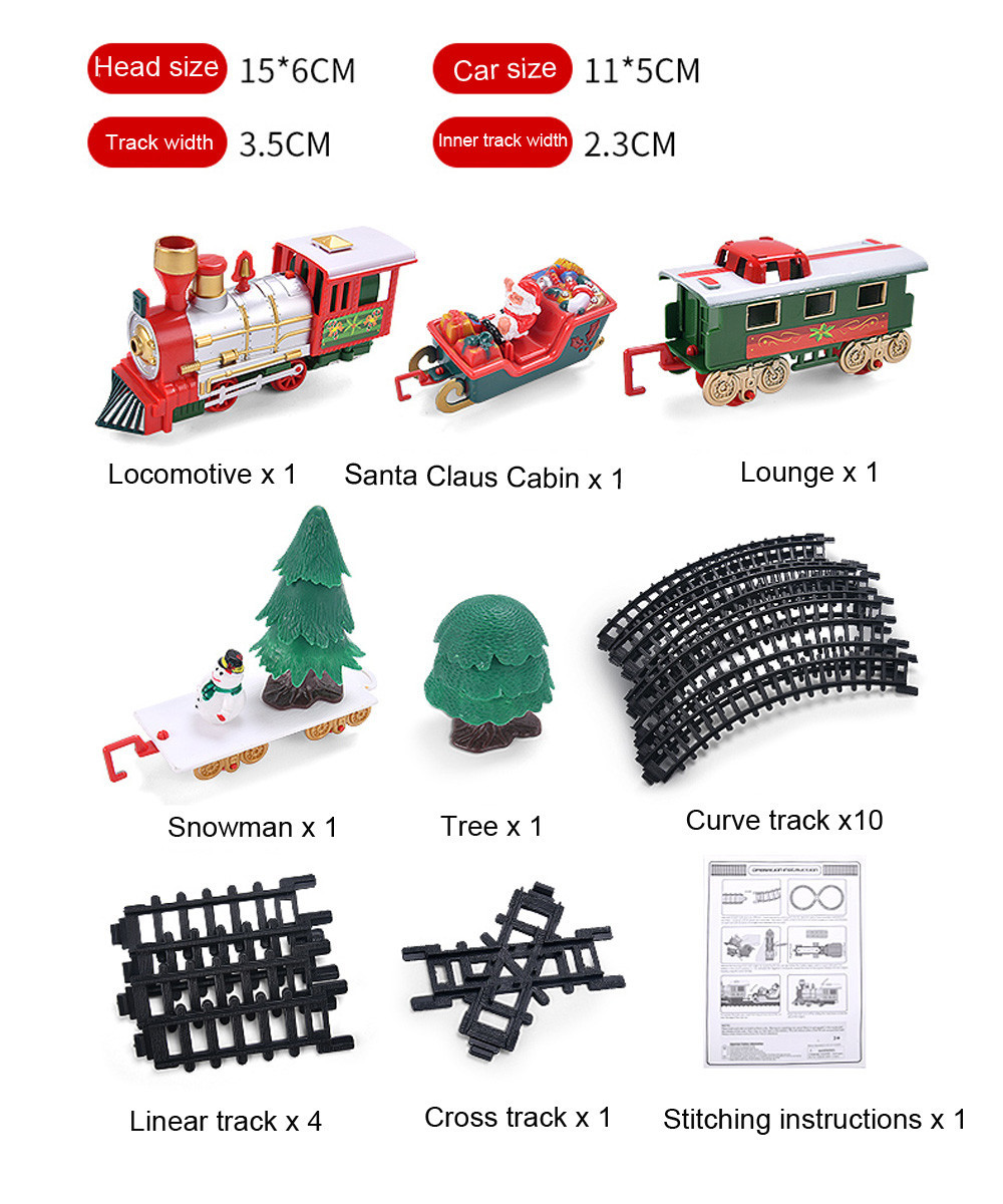 Lights And Sounds Christmas Train Set Railway Tracks Toys Xmas Train Gift Electric Railway Train Set w/ Locomotive Engine Cars