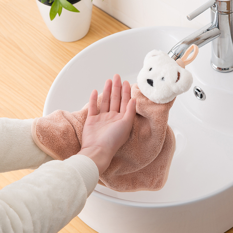 GIANTEX Lovely Super Soft Absorbent Microfiber Hand Towel Hanging Bathroom Kitchen Towel Cleaning Cloth 30x30cm U2111