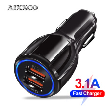 AIXXCO 18W 3.1A Car Charger Dual USB Fast Charging QC Phone Charger Adapter For iPhone 11 Pro Max 6 7 8 Plus Xiaomi Redmi Huawei