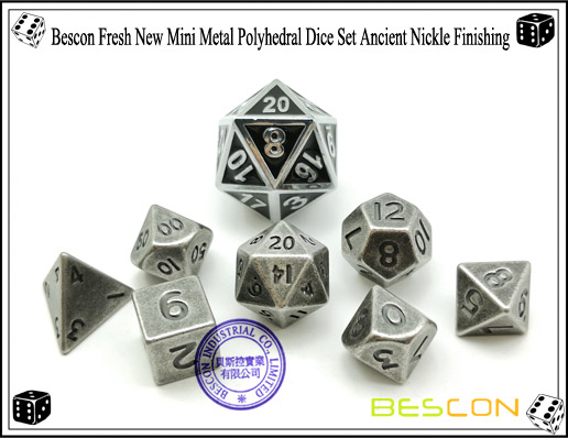 Bescon Fresh New Mini Metal Polyhedral Dice Set Ancient Nickle Finishing-3