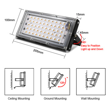 1Pcs 50W RGB LED flood light spotlight 220V-240V projector Led chip external IP65 outdoor lighting Waterproof led floodlight