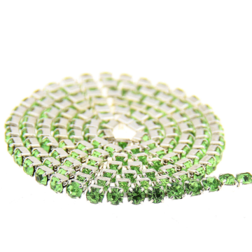 Hot Sale High Density Flatback Rhinestone Light green Claw Chain Sew-On Clothes Crystal Rhinestone For Needlework DIY Decor