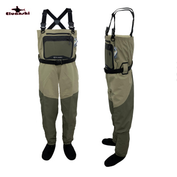 ELUANSHI breathable chest fly fishing waders for 100% nylon surface thickened waterproof and layer fine woven mesh wading Thick