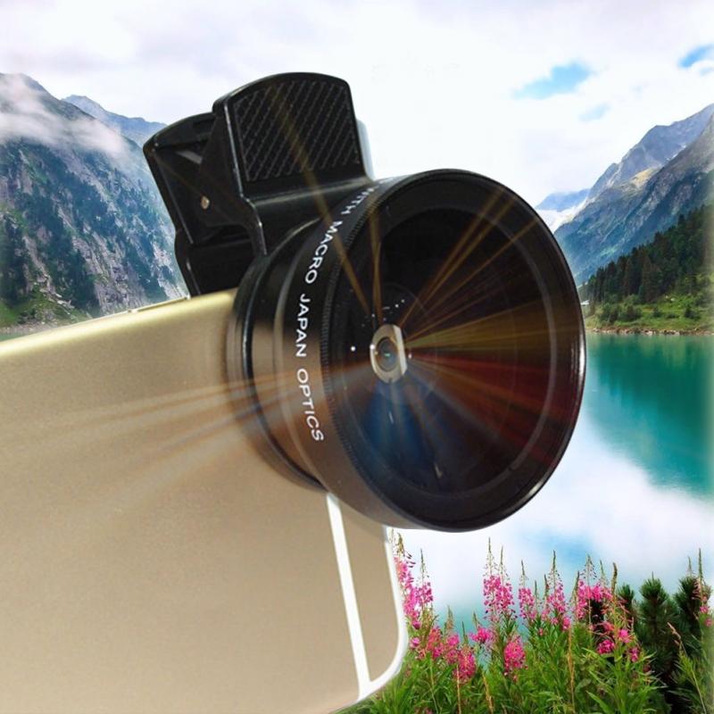 2-in-1 Mobile Phone Lenses Kits 0.45X Wide Angle Lens & 12.5X Super Macro HD Camera Lens Universal for iPhone XR 8 Android Phone