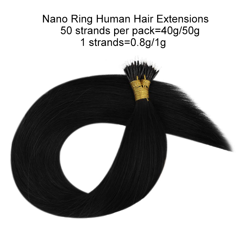 100% Human Hair Nano Ring Hair Extensions Machine Remy Pre-bonded Straight Nano Tip Indian Hair