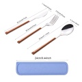 6Pcs Portable Cutlery Set with 2 Cases,Stainless Steel Knife Fork Spoon with Wood Grain Handle,for Travel Office Camping