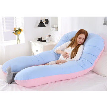 Full Body Pillow, U-Shaped Maternity Pillow + Blue Pink Jersey Protective Cover
