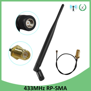 433Mhz Antenna 5dbi GSM 433 mhz RP-SMA Connector Rubber 433m Lorawan antenna+ IPX to SMA Male Extension Cord Pigtail Cable