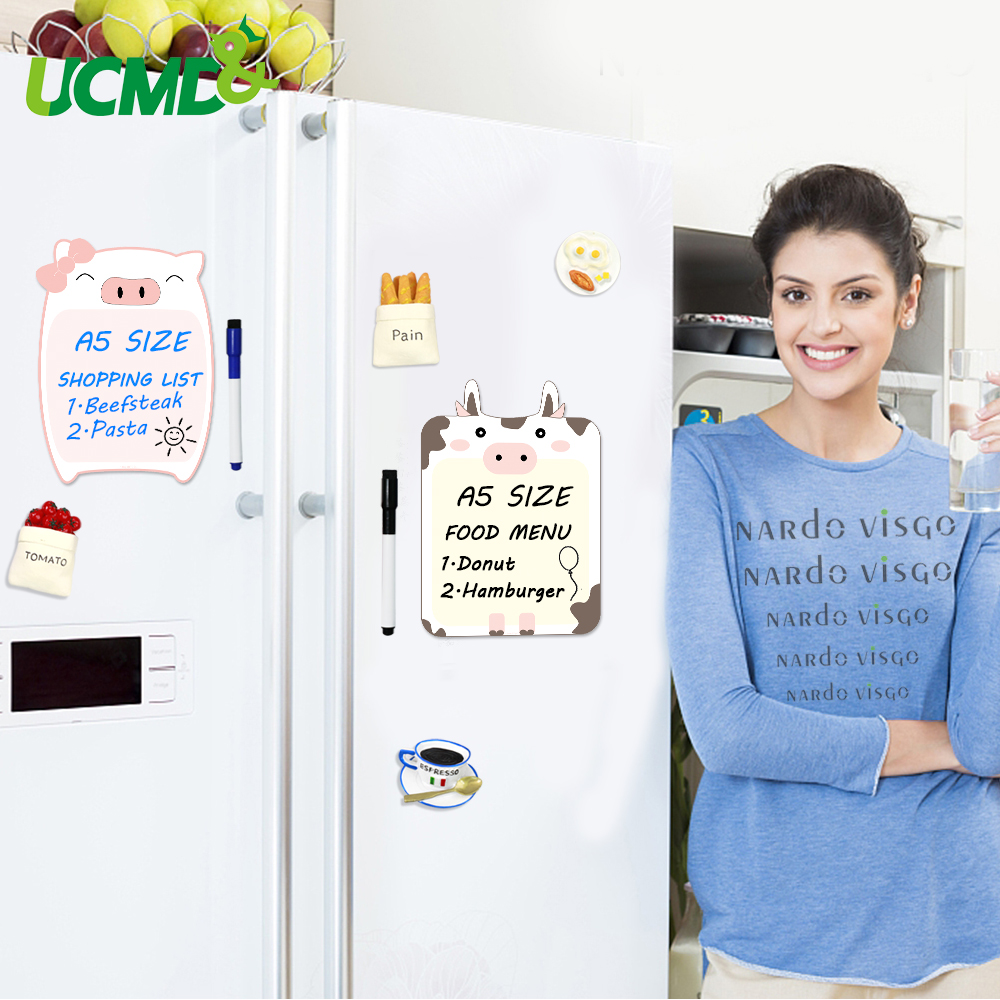 4pcs Flexible A5 Size Magnetic Whiteboard Sticker for Fridge Magnets Message Board Memo Remind Record Notes with Marker Eraser