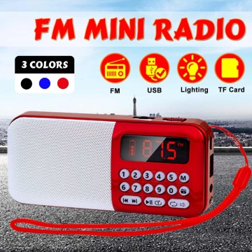 DC 5V FM Radio TF Card USB AUX Speaker Audio Player Portable Radio Handheld Digital FM USB TF MP3 Player Speaker Led Light