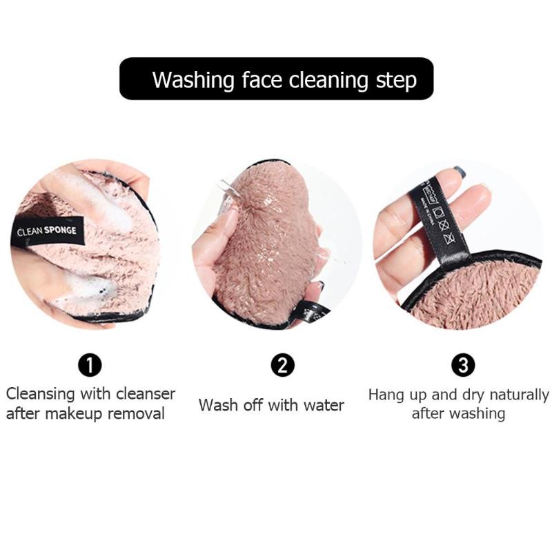 1pc Makeup Remover Puff Reusable Soft Washable Facial Microfiber Cloth Pads Face Cleaning Remover Towel Healthy Facial Makeup