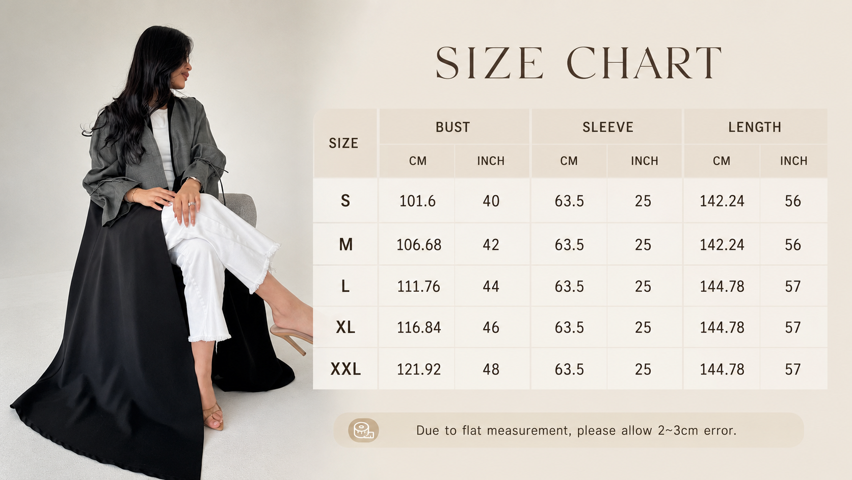 Modern Drawstring Sleeve Open Abaya Cardigan