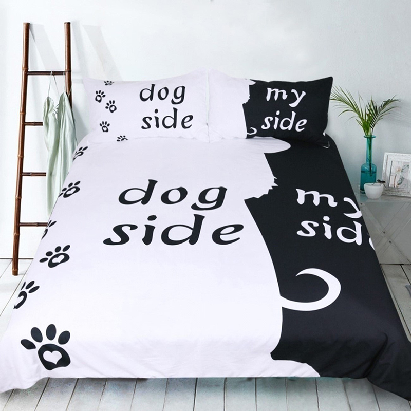 Cat side my side Words Bedding set Duvet Cover With Pillowcases Twin Full Queen King Size Bedclothes 3pcs home textile