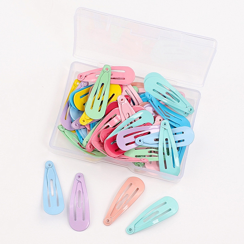 50PCS/Set Girls Snap Hair Clip Children Kids Solid Color Metal Hairgrip Girls Women Hairpin Barrette Hair Pin Hair Accessories