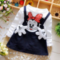 Baby Dress 2018 New Children Splicing Baby Dresses Long Sleeve Minnie Print Pattern Baby 100% Bure Cotton Dress