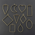 10pcs/lot Gold/Bronze/Silver Color Open Bezel Blank Geometric Frame Charms Pendant Resin Jewelry Making Bezel Mold