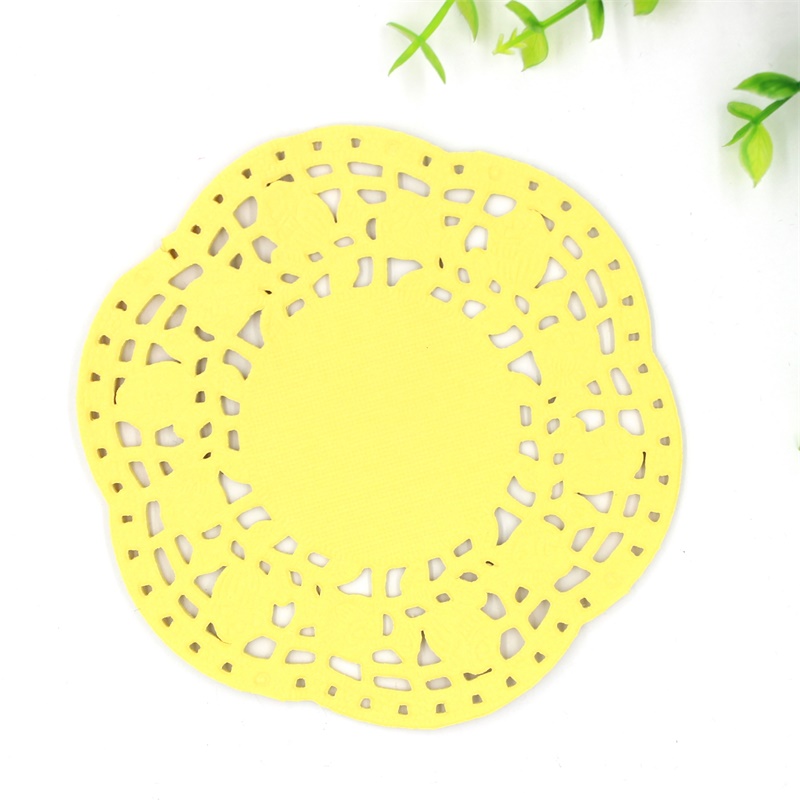 KSCRAFT 4.5" Yellow Lace Paper Doilies/Placemats for Wedding Party Decoration Supplies Scrapbooking Paper Crafts