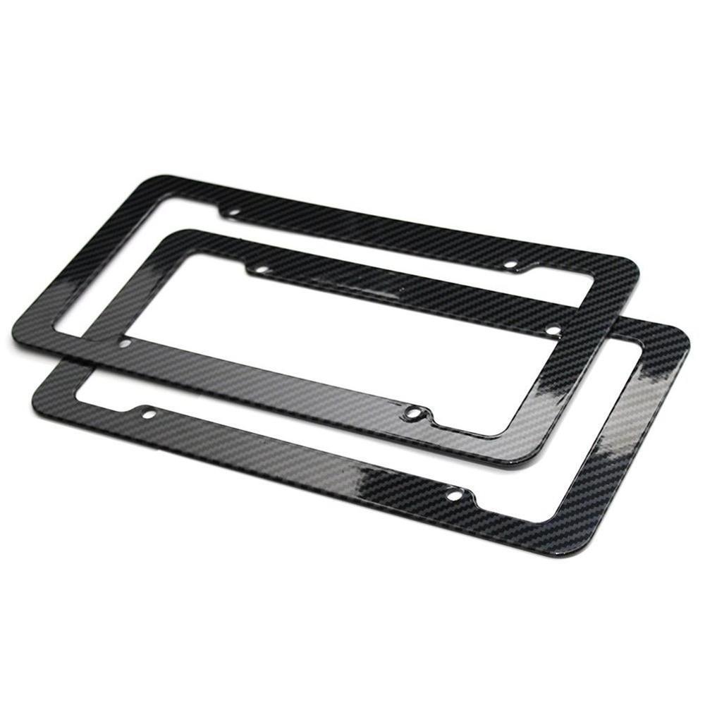 Universal 2pcs License Plate Frame Carbon Fiber Plastic License Plate Frame Bracket with Standard Screw Kits