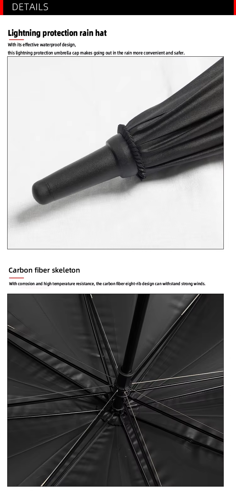 Golf Umbrella 2.6m Ball Retriever Ball Marker UPF 50+ UV Protection Carbon Fiber Ribs High Density Waterproof Fabric9