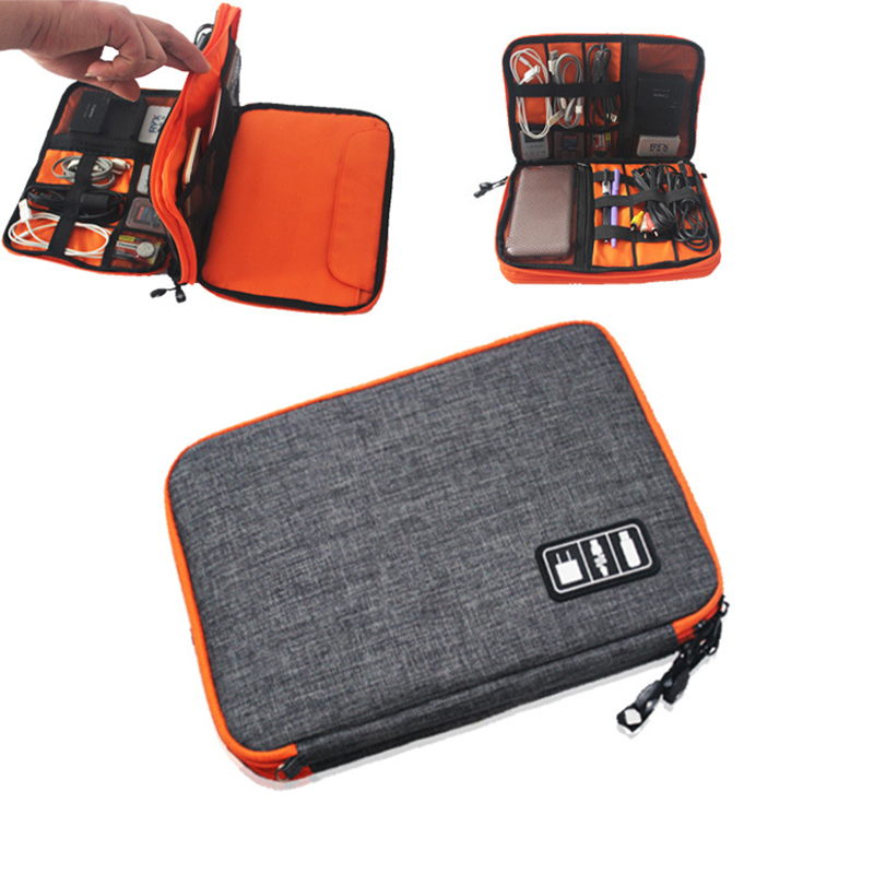 TUUTH Double Layer Cable Storage Bag Earphone Charger Wires Storage Bag Gadget Organizer Digital Pouch