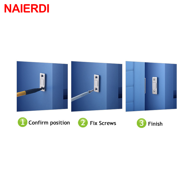 NAIERDI 2pcs/Set Magnet Door Stops Hidden Door Closer Magnetic Cabinet Catches With Screw For Closet Cupboard Furniture Hardware