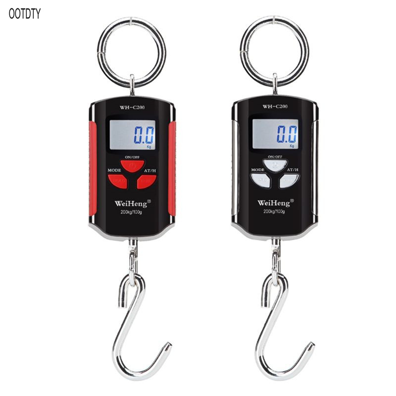 200kg 100g Mini Heavy Duty Electronic Digital Stainless Steel Hook Scale Fish Hanging Crane Scale LCD Loop Weight Balance