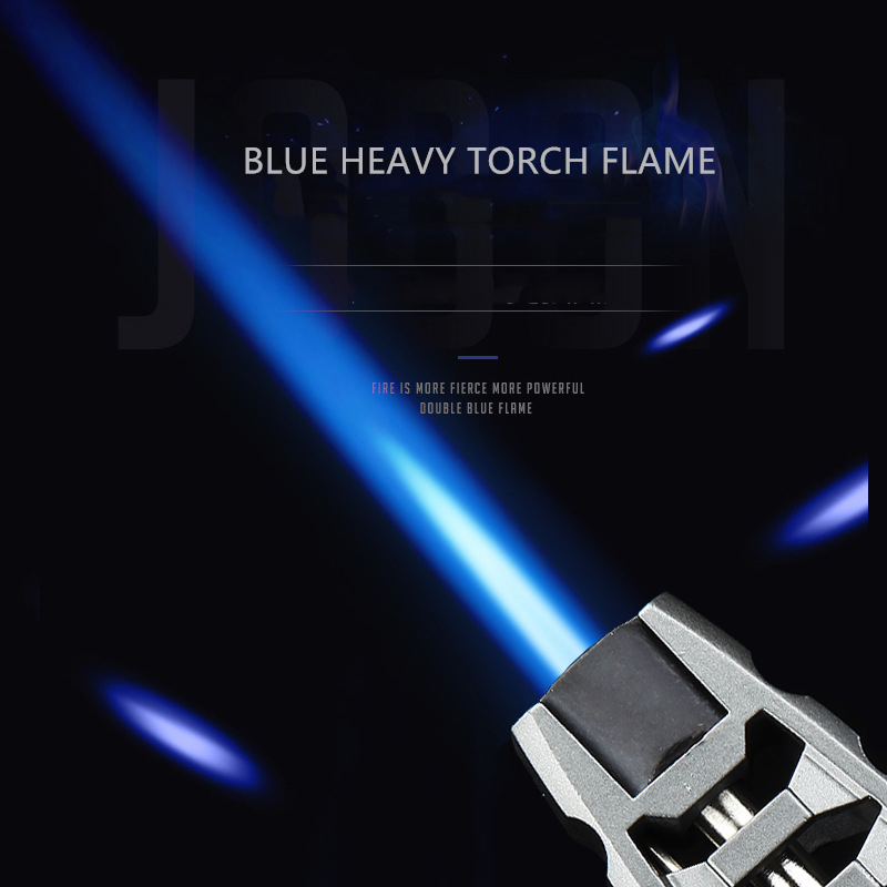 Torch Cigar Lighter 1300 C Turbo Lighter 1 Jet Butane Gas Cigarette Windproof Metal Lighter For Kitchen Blue heavy Flame CL007