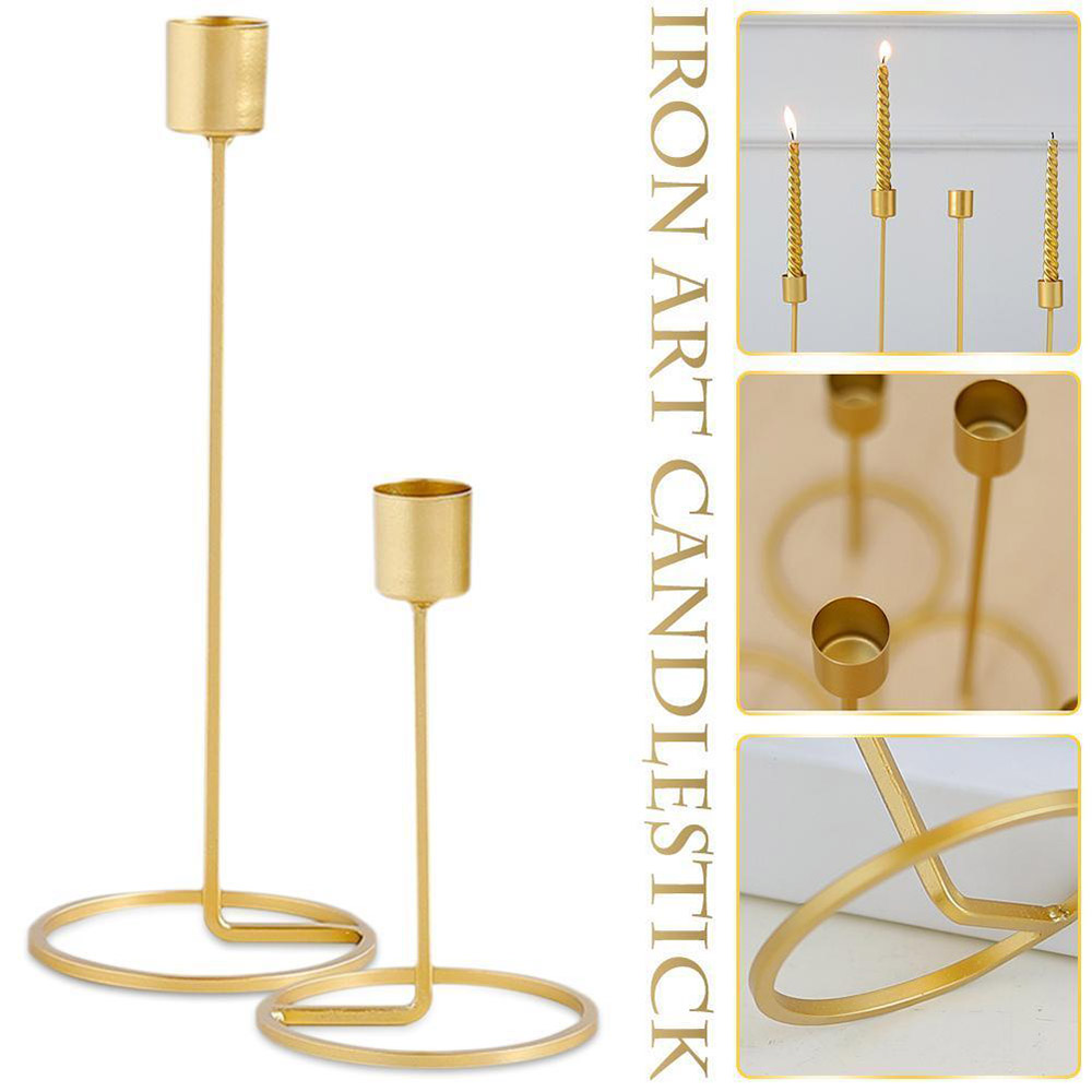 Nordic Style Gold Single Head Iron Candlestick Metal Candle Holder Home Decor For Wedding Party Festival Candelabra Art Gift