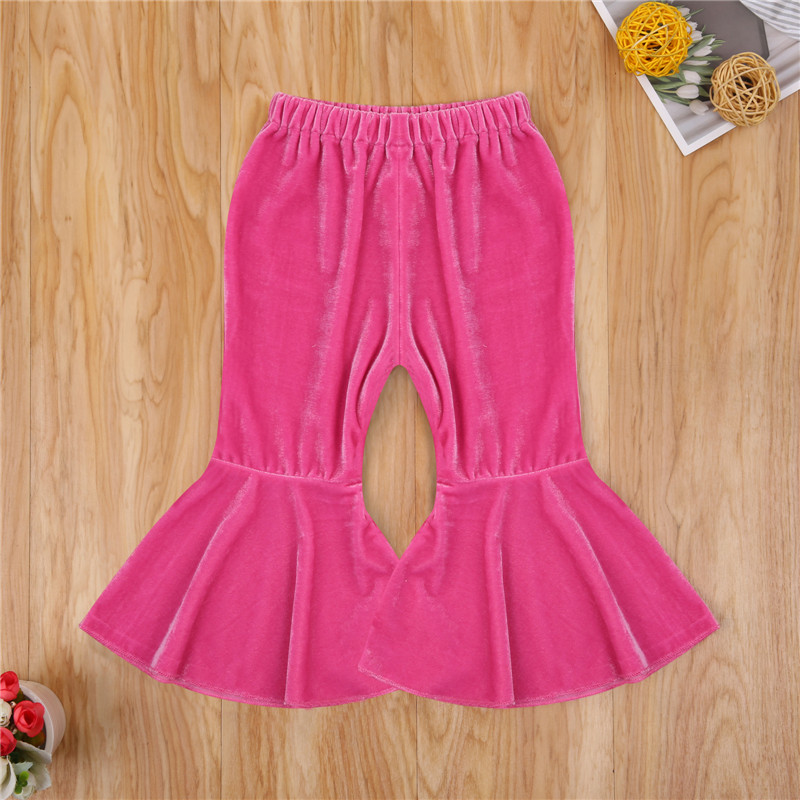 1-6Y Fashion Toddler Kids Baby Girls Velvet Bell-Bottoms Autumn Children Girls Pure Color High Waist Casual Flare Pants Trousers