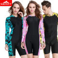 SBART 1MM Swimming Wetsuits Hot Summer Lycra Upf50 Long Sleeve Short Pant Women's Windsurf Swimming Surfing Diving Wetsuits