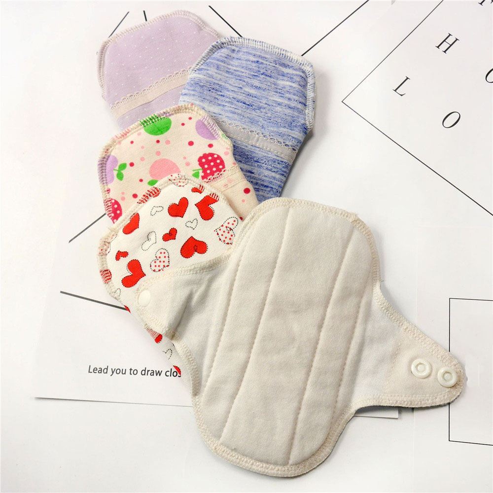 2pcs Washable Sanitary Menstrual Mama Pad Reusable Soft Cotton Cloth Towel Pads Feminine Hygiene Panty Liner Diaper Panty Pads