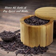 Storage Boxes Salt Box Wooden Bamboo Storage Box Spice Storage Container Pepper Sprays Tools For Kitchen Storage Seasoning Jar