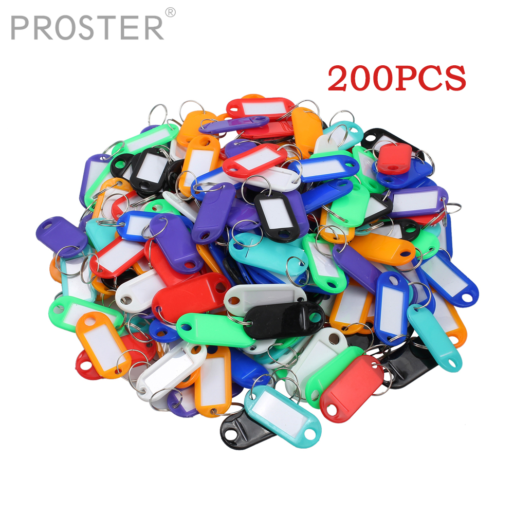 Proster 200 Pcs Key ID Labels Tags with Key Ring Split Rings Multi Colors Numbered Name Baggage Luggage Tags for Home Hotel