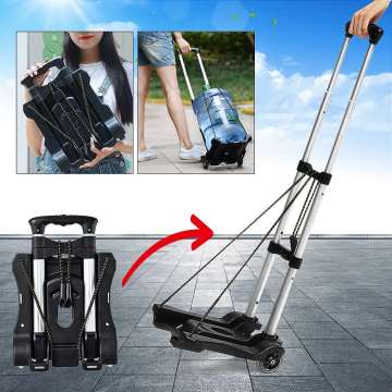 40kg Heavy Duty Foldable Hand Sack Wheel Trolley Folding Truck Barrow Cart Travel Luggage Shopping Cart Portable Home Use Car