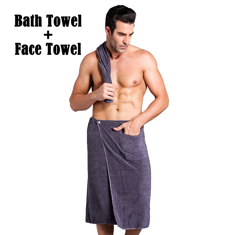 Swimming Soft Wearable Magic BF Bath Towel with Pocket Beach Blanket Shower Skirt Sports Gym Towels Sheet Swim Set for Adult Man